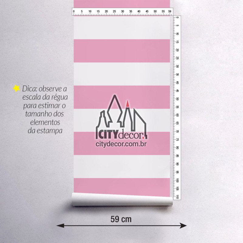 Papel de parede listrado rosa e branco Papel de parede listrado horizontal