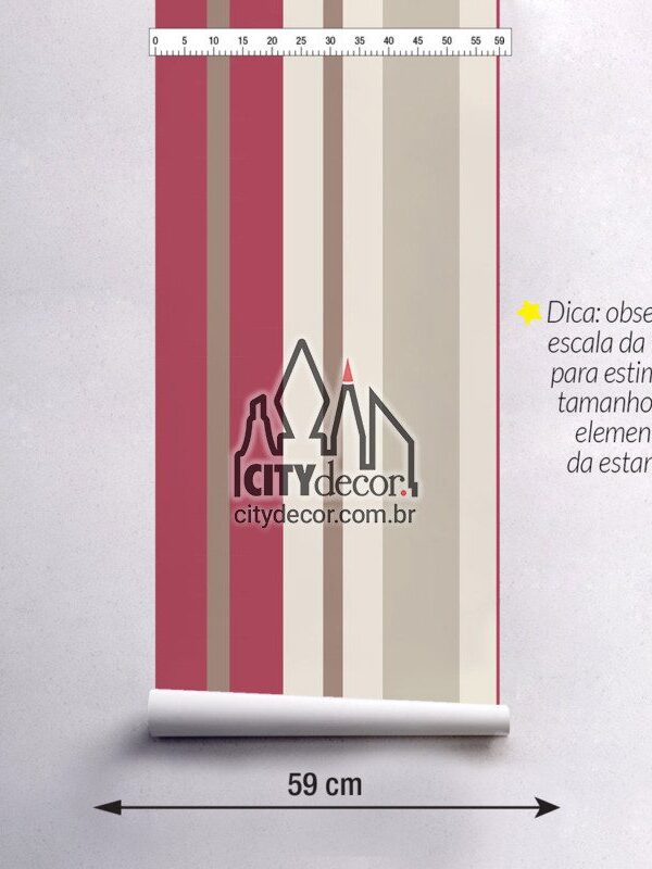 Papel de parede listrado vermelho e marrom