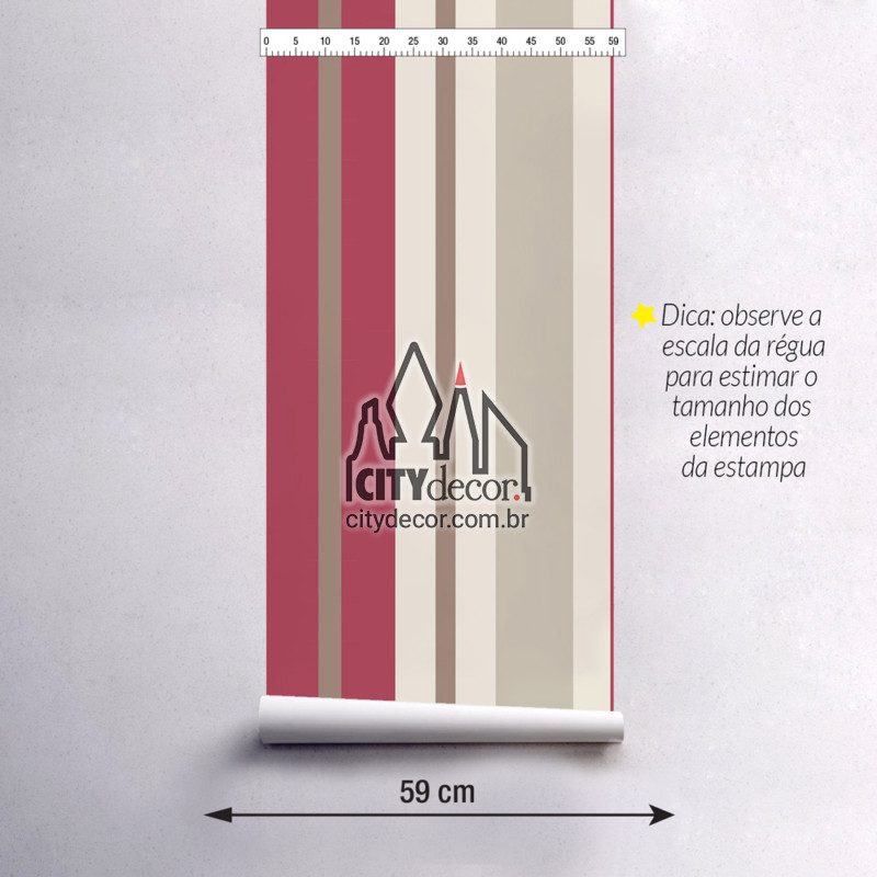 Papel de parede listrado vinho e creme Papel de parede listrado vermelho e marrom