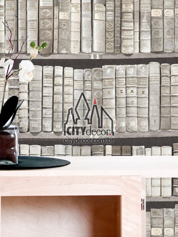 papel de parede livros na biblioteca