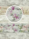 papel de parede madeira floral