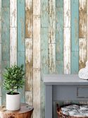Papel de parede madeira azul