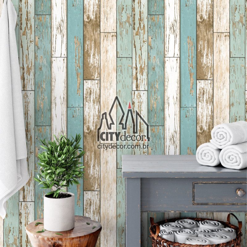Papel de parede madeira azul Papel de parede madeira azul