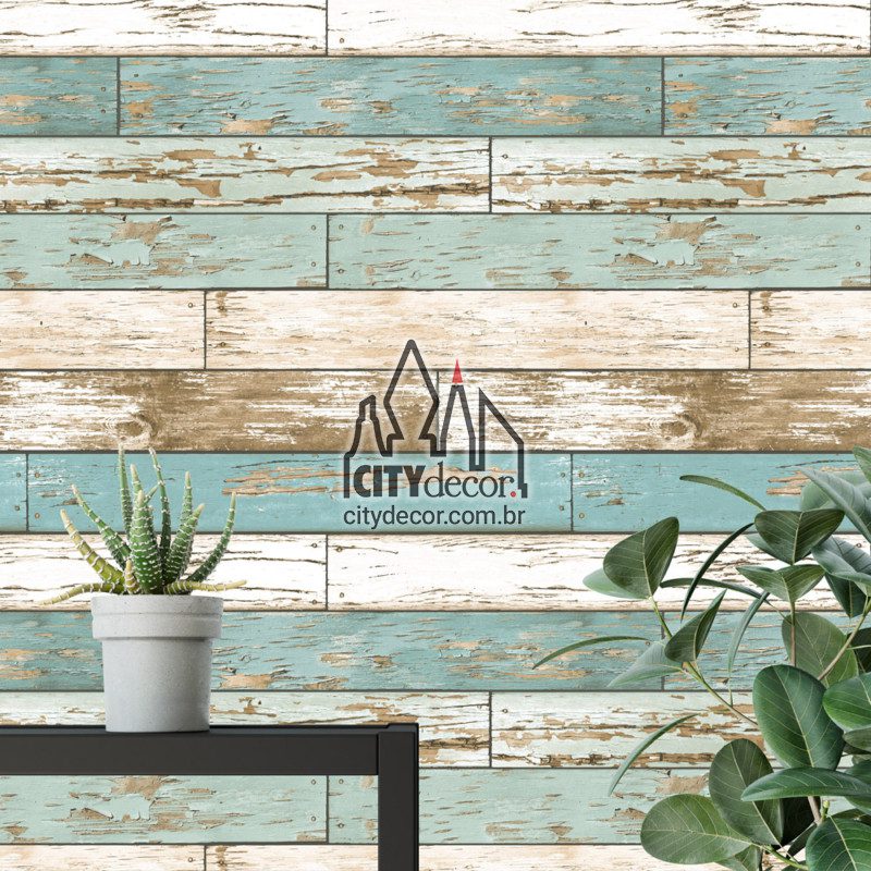 Papel de parede ripas de madeira azul Papel de parede ripas de madeira azul