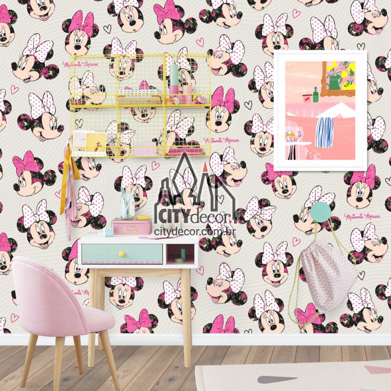Papel de parede Minnie rosa Papel de parede Minnie rosa