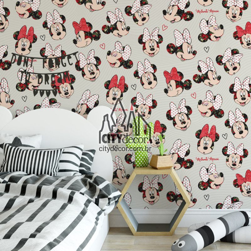 Papel de parede Minnie Papel de parede da Minnie no quarto