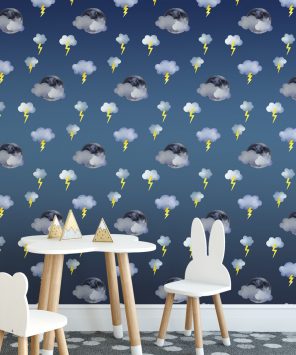 Papel de parede infantil chuva