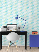 papel de parede geométrico azul e verde