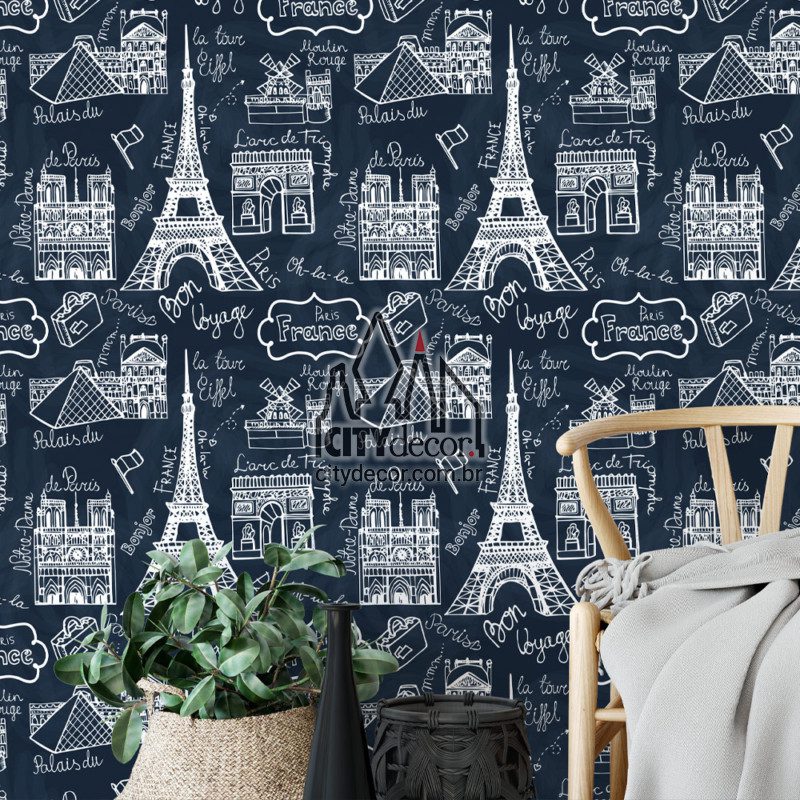 papel de parede pontos turísticos em Paris - azul papel de parede pontos turísticos em Paris - azul