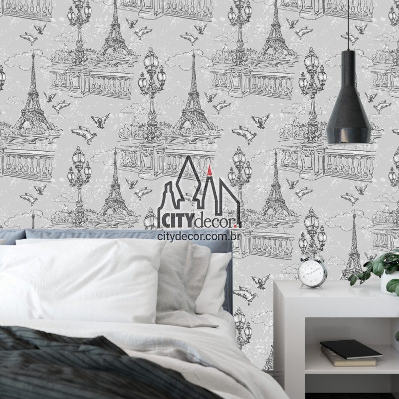 papel de parede Paris - cinza papel de parede Paris - cinza