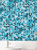 papel de parede pastilha azul piscina