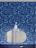 papel de parede pastilha azul para banheiro