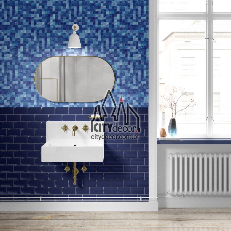 papel de parede pastilha azul royal para banheiro papel de parede pastilha azul royal para banheiro