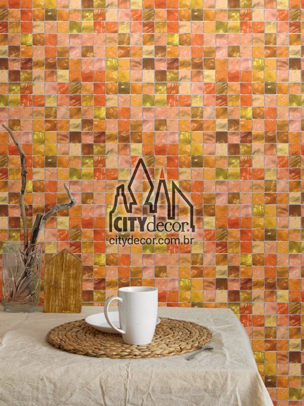 papel de parede pastilha cor de laranja