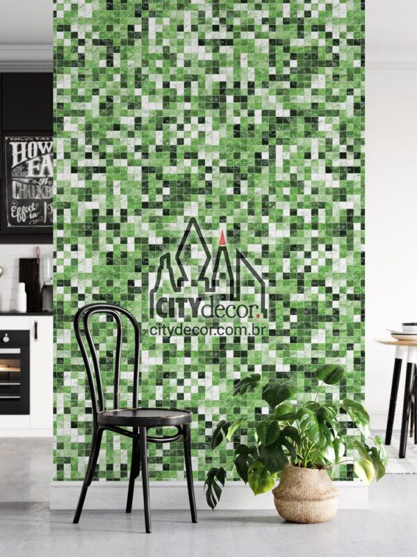 papel de parede pastilha verde arborizado