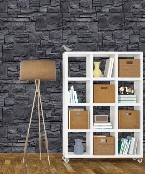 papel de parede pedra ferro preta