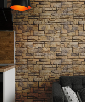 papel de parede pedra filete dourada