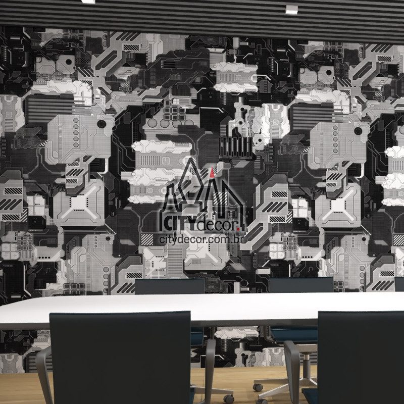 Papel de parede circuito - preto e cinza Papel de parede circuito - preto e cinza