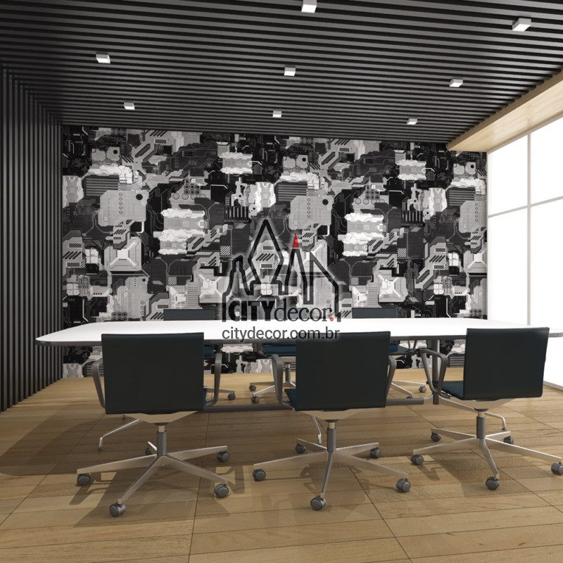 Papel de parede placa eletrônica - preto e cinza Papel de parede placa eletrônica - preto e cinza