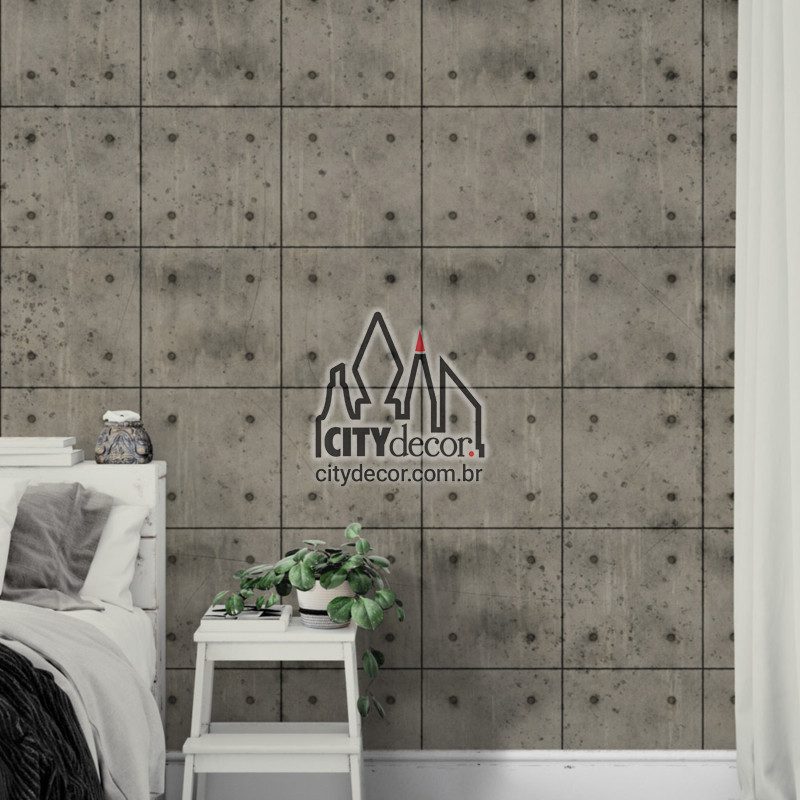 Adesivo papel de parede placas de concreto médias Papel de parede placas de concreto a vista médias