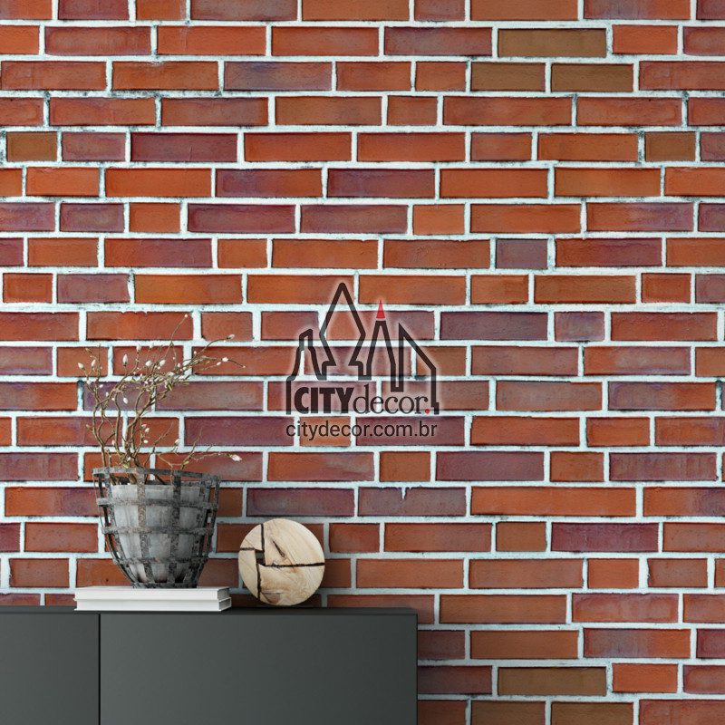 Adesivo papel de parede plaquetas de barro Napoli Papel de parede tijolinho plaquetas de barro vermelho laranja
