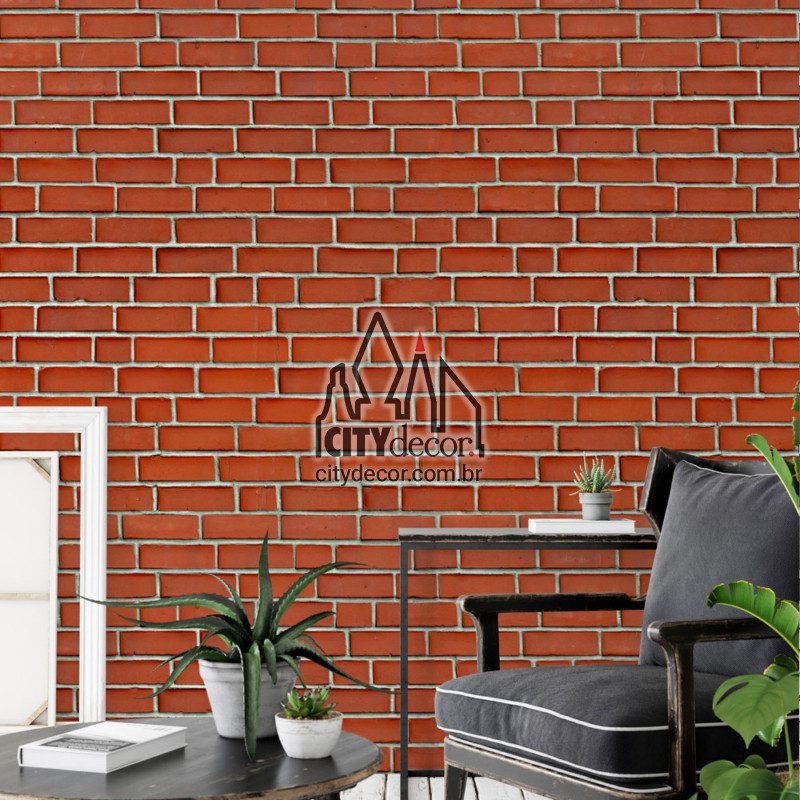 Adesivo papel de parede plaquetas de barro Venezia Papel de parede tipo tijolinho plaquetas de barro laranja