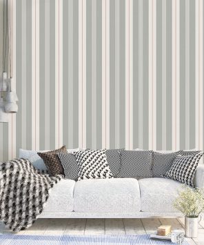 Papel de parede listrado clássico cinza e creme offwhite