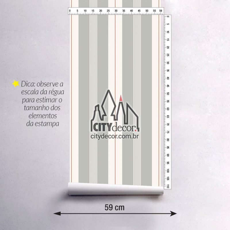 Adesivo papel de parede listrado porcelana cinza