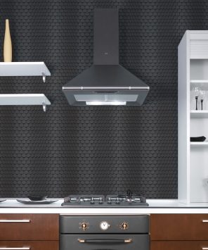 Papel de parede preto 3D para cozinha