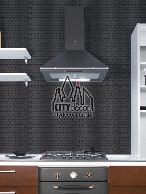 Papel de parede preto 3D para cozinha