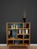 Papel de parede preto 3D tijolo