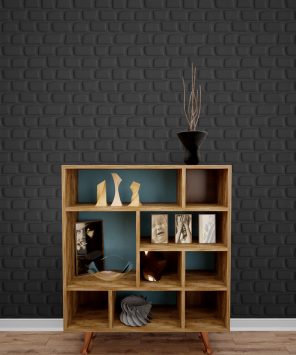 Papel de parede preto 3D tijolo