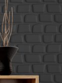 Papel de parede preto 3D tijolo