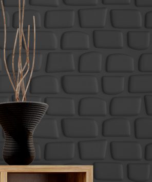 Papel de parede preto 3D tijolo