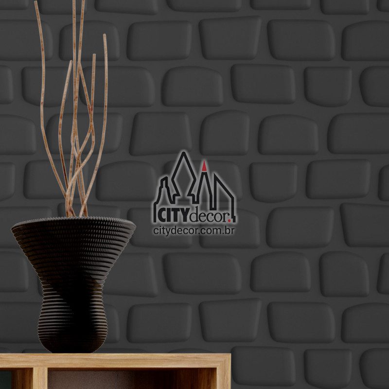 Papel de parede preto 3D tijolo Papel de parede preto 3D tijolo