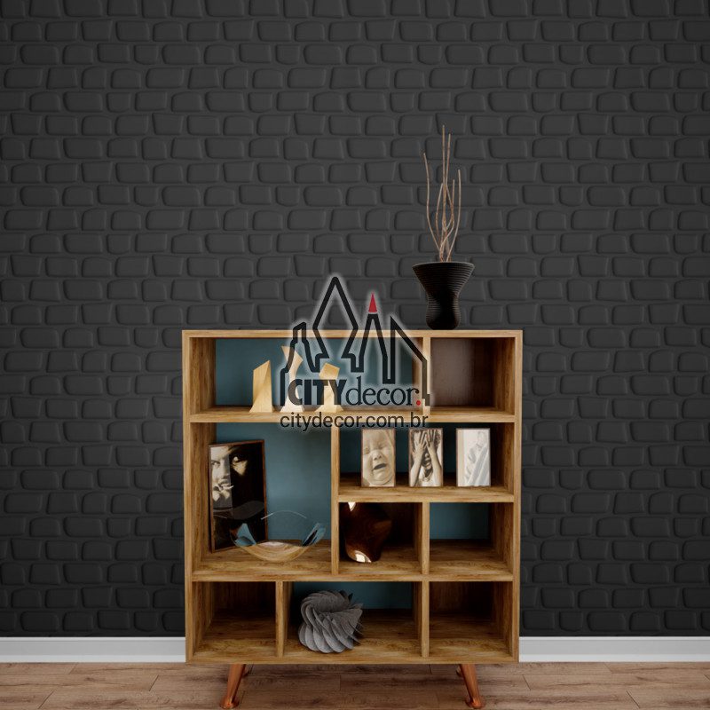 Papel de parede preto 3D tijolo Papel de parede preto 3D tijolo