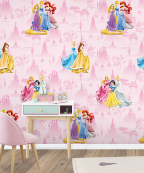 Papel de parede princesas disney rosa