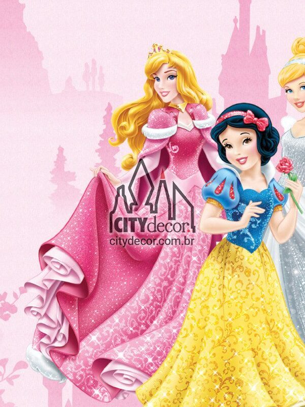 Papel de parede princesas fundo rosa