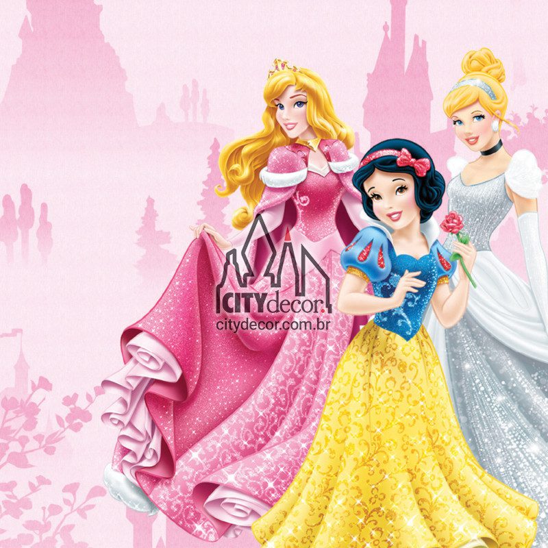 Papel de parede princesas fundo rosa Papel de parede princesas fundo rosa