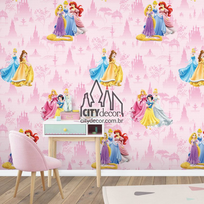 Papel de parede princesas disney rosa Papel de parede princesas disney rosa
