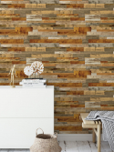 papel de parede ripas de madeira mix linhaça