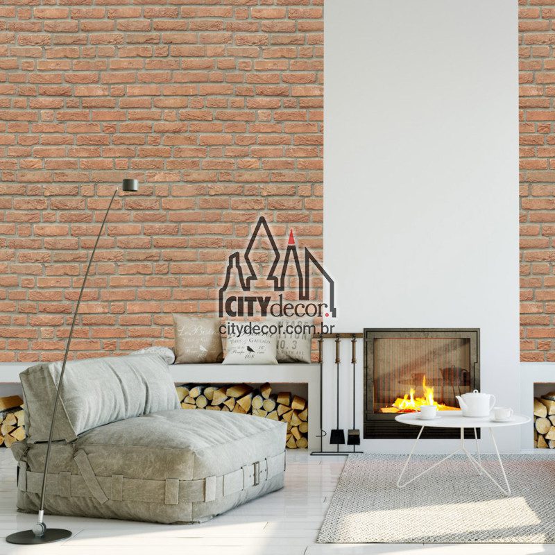 Papel de parede tijolinho Jersey Papel de parede tijolinho laranja Jersey