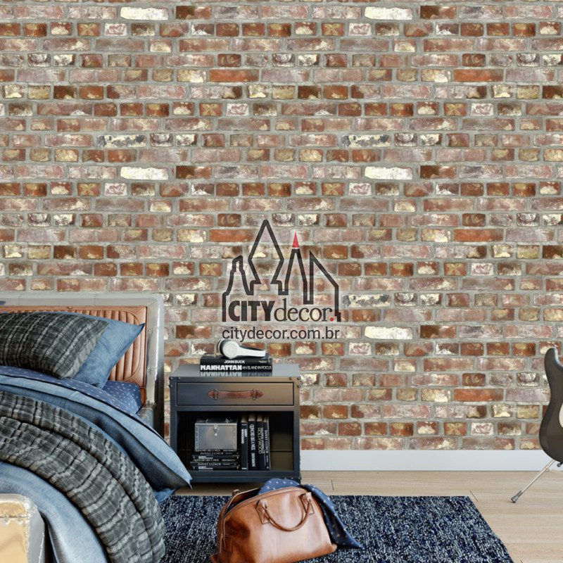 Papel de parede tijolinho Brooklyn Papel de parede tijolinho aparente