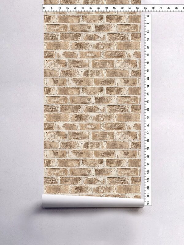 papel de parede tijolo rústico bege