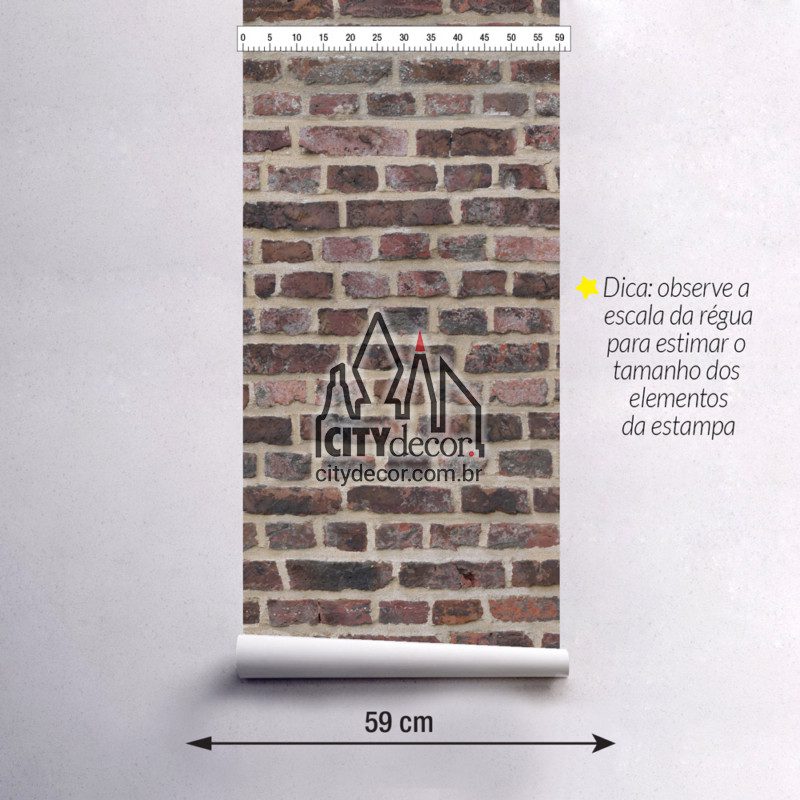 Adesivo papel de parede tijolinho Manhattan Papel de parede tijolinho aparente rústico envelhecido