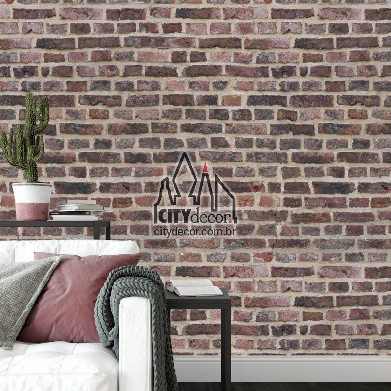 Adesivo papel de parede tijolinho Manhattan Papel de parede tijolinho a vista rústico para sala