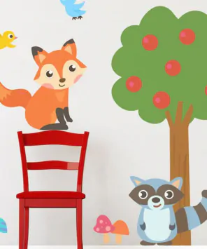 Adesivo de parede infantil bichos da floresta