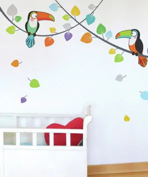 Adesivo de parede infantil tucanos