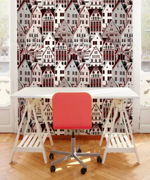 Papel de parede Amsterdam - vermelho