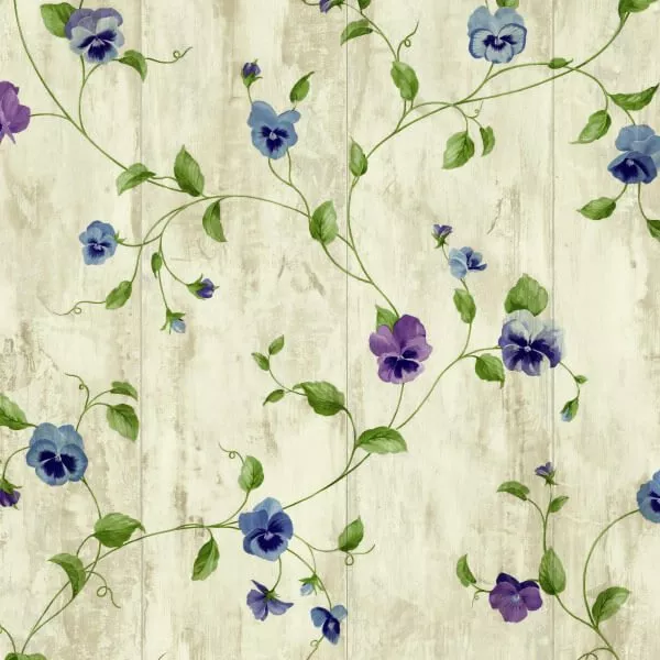 Papel de parede floral amor-perfeito roxo